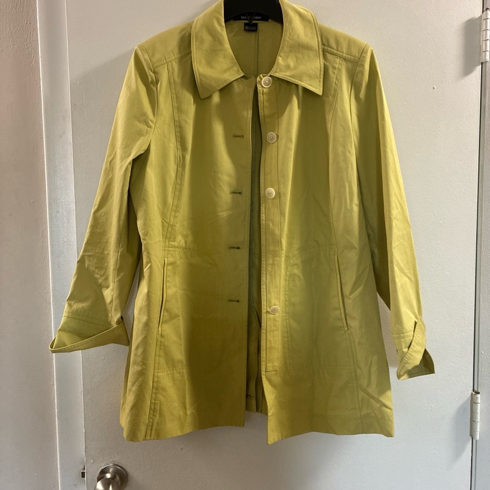 Ellen Tracy Light Green Single-Breasted‎ Trench Coat